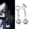 Death Note Ryuuku Drop Earrings Men Women Heart Earring Circle Ear Clips Stainless Steel Earring Anime - Death Note Shop